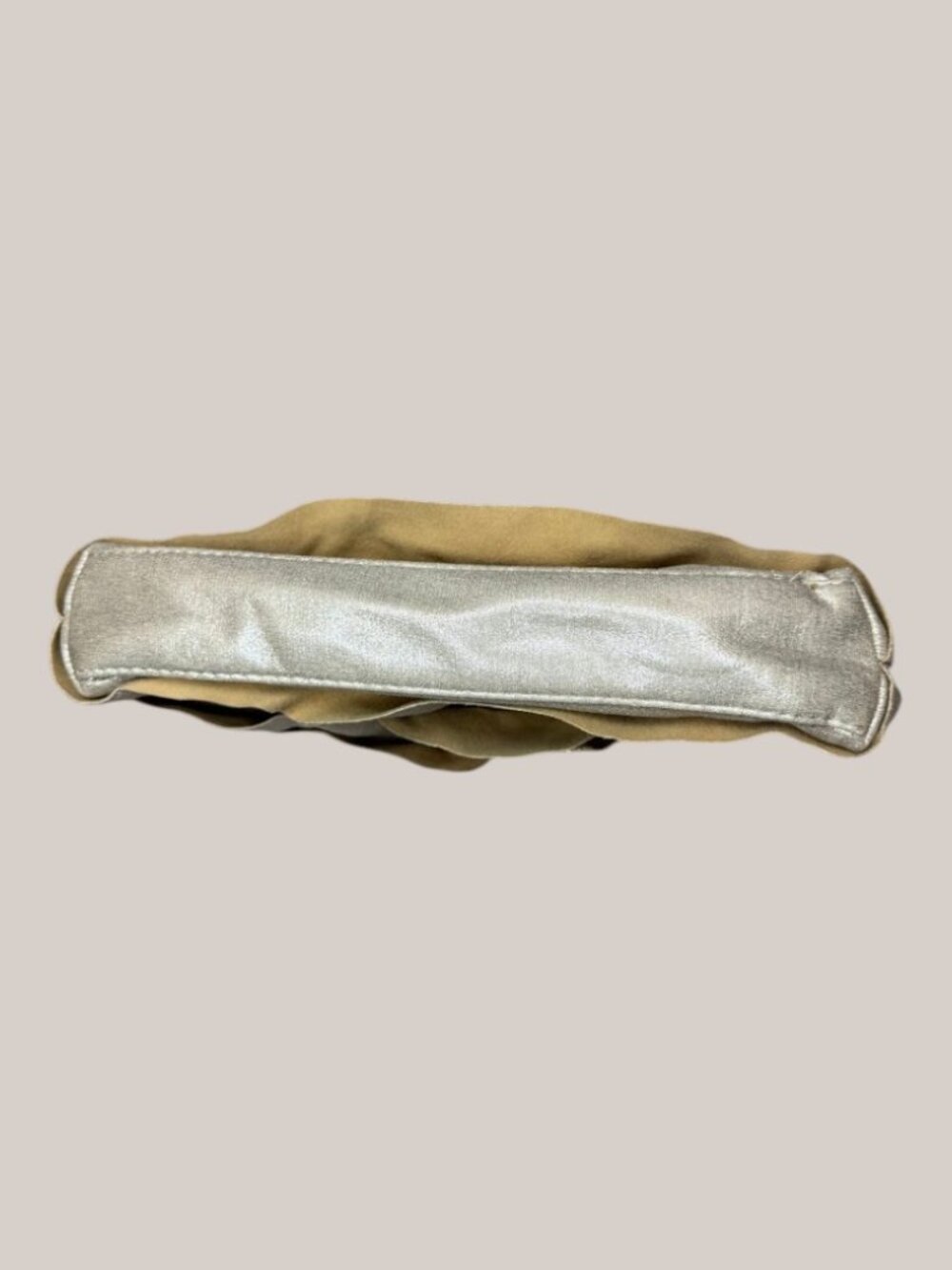Gold Metallic Ruffle Clutch Evening Bag Purse - Picture 2 of 6